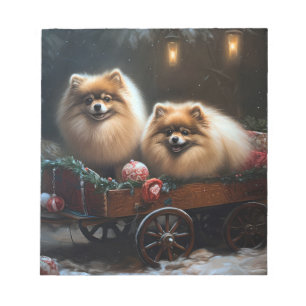 Pommern Snowy Sleigh-juldekretet Anteckningsblock