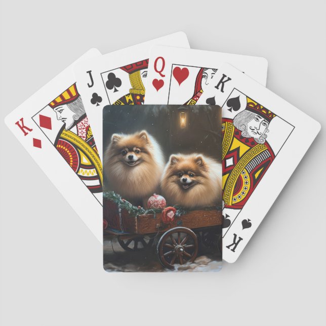 Pommern Snowy Sleigh-juldekretet Casinokort (Baksidan)