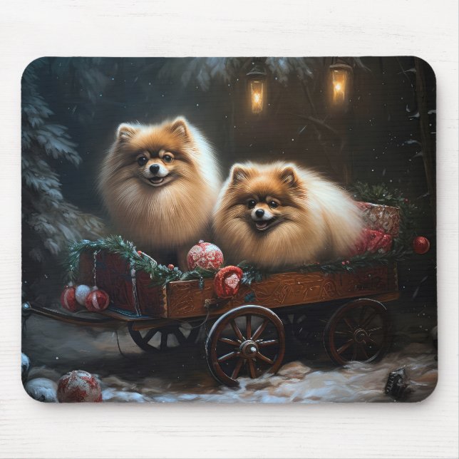 Pommern Snowy Sleigh-juldekretet Musmatta (Framsidan)