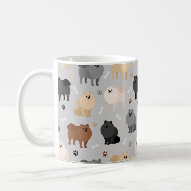 Pommern Tass-avtryck och Hund Bones Coffee Mugg (Vänster)