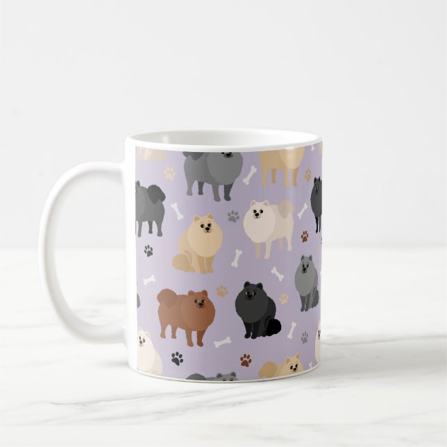 Pommern Tass-avtryck och Hund Bones Coffee Mugg (Vänster)