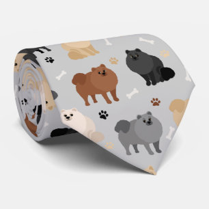 Pommern Tass-avtryck och Hund Bones Neck Tie Slips