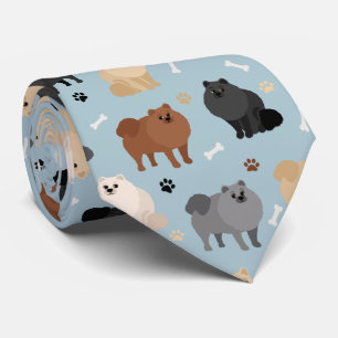 Pommern Tass-avtryck och Hund Bones Neck Tie Slips