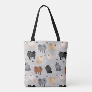 Pommern Tass-avtryck och Hund Bones Tote Bag Tygkasse
