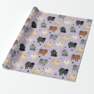 Pommern Tass-avtryck och Hund Bones Wrapping Pappe Presentpapper