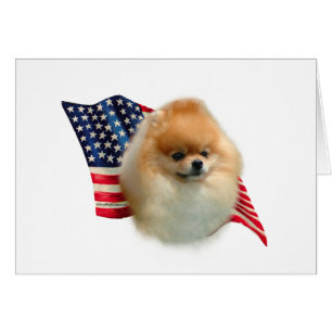 Pommern USA flagga; Patriotic Pommern, Pom Hälsningskort