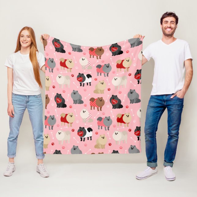 Pommern Valentine Mönster Fleecefilt (På plats)