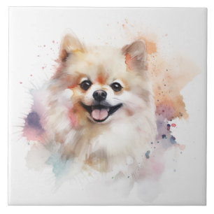 Pommern Watercolor Hund Kakelplatta
