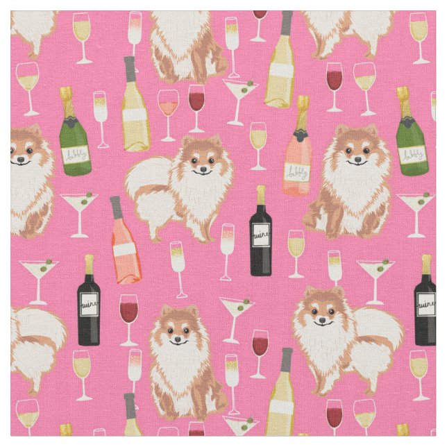 Pommernansk hund, söt vin av rosa tyg (Närbild)