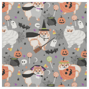 pommernansk söt halloween hundar grått tyg