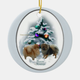 Pommerns julklappar julgransprydnad keramik