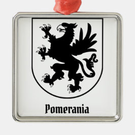 Pommerskt vapen svart och vitt heraldiskt julgransprydnad metall