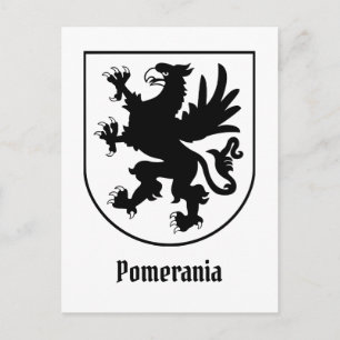 Pommerskt vapen svart och vitt heraldiskt vykort