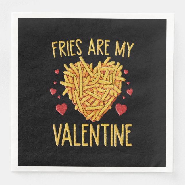 Pommes Frites Är Min Alla Hjärtans Dag Pappersservett (Framsida)