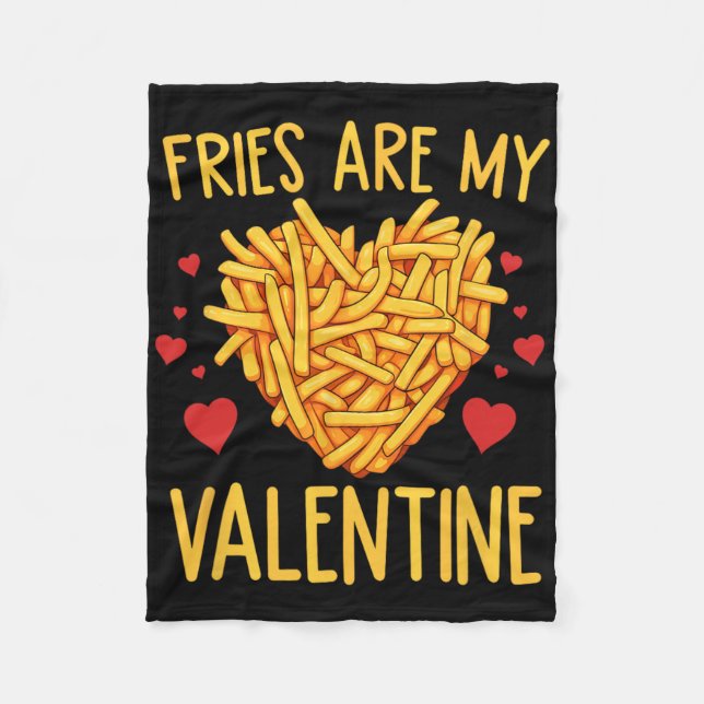 Pommes Frites Är Min Valentin Pommes Frites Älskar Fleecefilt (Framsidan)