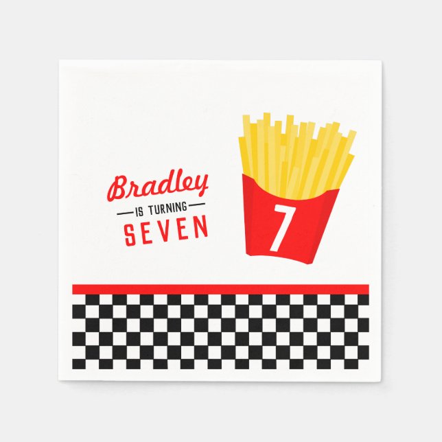 Pommes Frites Födelsedagsfest Pappersservett (Framsidan)