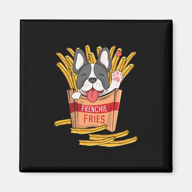 Pommes frites - Fransk Bulldog Snabbmat Franska Po Magnet (Framsidan)