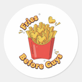 Pommes Frites Innan Killar Galentineska Pommes Fri Runt Klistermärke