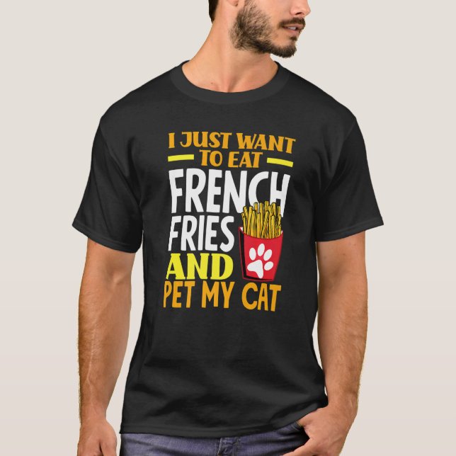 Pommes Frites Katt Pommes Frites T Shirt (Framsida)