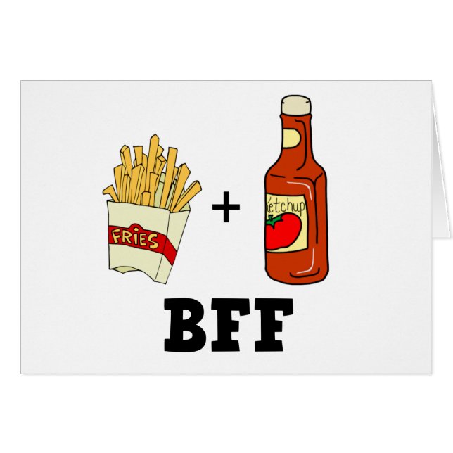 Pommes frites & Ketchup BFF Hälsningskort (Framsidan Horizontal)