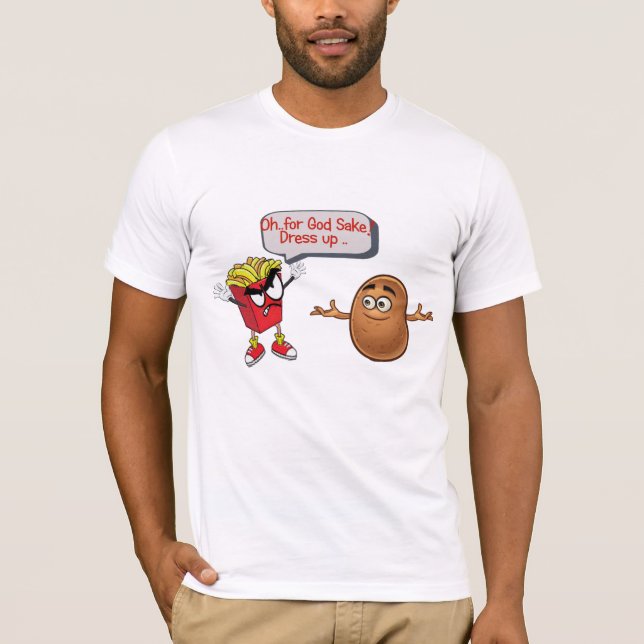 Pommes frites med attitydskrik på potatis. t shirt (Framsida)