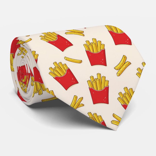Pommes Frites Nytt Halsduk | Snabbmat Mönster Slips (Rullad)