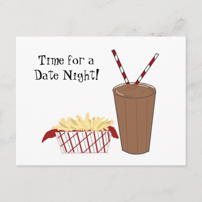 Pommes frites och en milkshake vykort (Framsida)