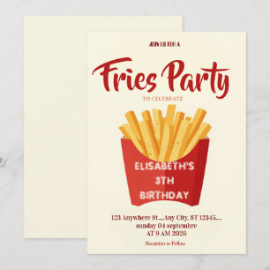 Pommes Frites Restaurang Födelsedagsfest Inbjudan