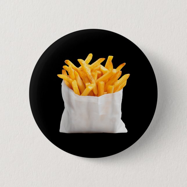 Pommes Frites Stekar Roligt Halloween Mat Kostym Knapp (Framsida)