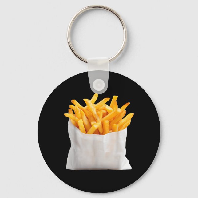 Pommes Frites Stekar Roligt Halloween Mat Kostym Nyckelring (Framsida)