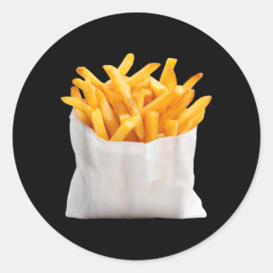 Pommes Frites Stekar Roligt Halloween Mat Kostym Runt Klistermärke