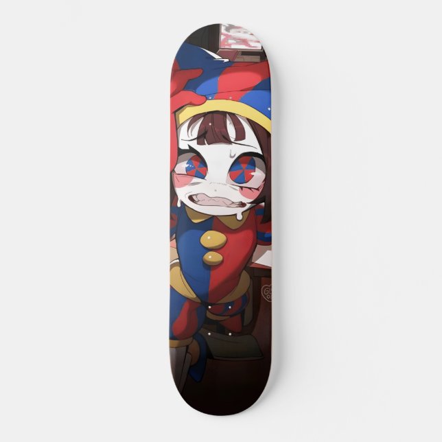 Pomni (The Amazing Digital Circus) - Ängslig Tjäns Mini Skateboard Bräda 18,5 Cm (Framsida)