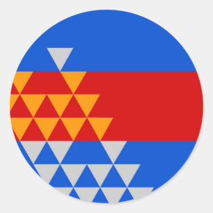 Pomo Indiska Flagga etniska symbol amerikan native Runt Klistermärke