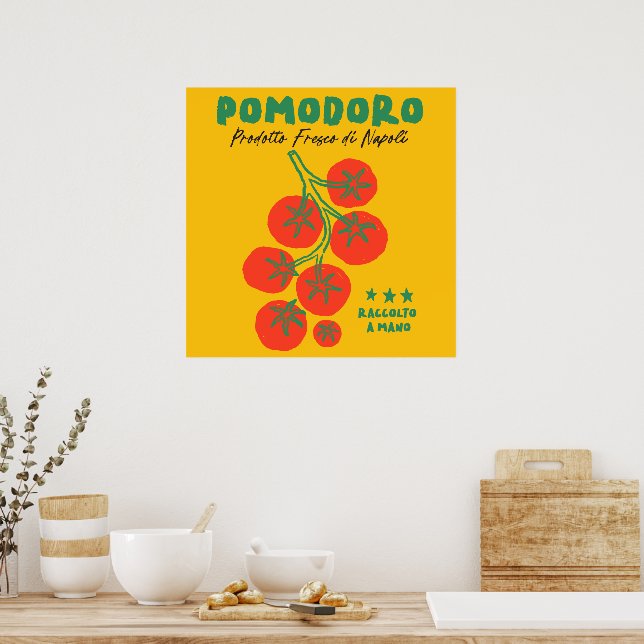 Pomodoro Tomat Gul Italiensk Marknad Poster (Kök)