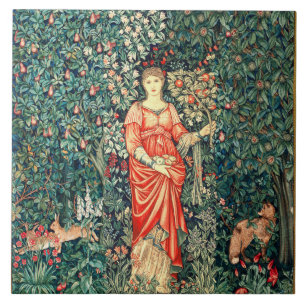 POMONA HOLDING FRUITS IN GREENERY, SKOGSDJUR KAKELPLATTA