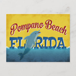 Pompano Beach Florida Dolphin Retro Vintage resor Vykort
