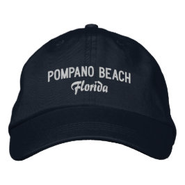 Pompano Beach Florida Embroized Baseball Hat Broderad Keps