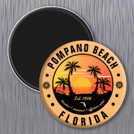 Pompano Beach Florida Retro Sunset Souvenir 80s Magnet