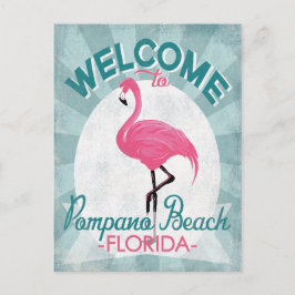 Pompano Beach Florida Rosa Flamingo Retro Vykort
