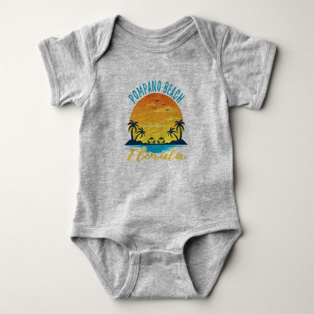 Pompano Beach Florida Sunset Retro Vacation T Shirt (Framsida)