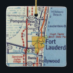 Pompano Beach Vintage Karta Julgransprydnad Keramik<br><div class="desc">Julprydnadsföremål för Pompano Beach Florida,  Diana och Hollywood FL på vintage karta.</div>
