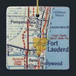 Pompano Beach Vintage Karta Julgransprydnad Keramik<br><div class="desc">Julprydnadsföremål för Pompano Beach Florida,  Diana och Hollywood FL på vintage karta.</div>