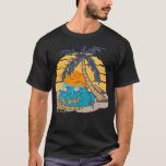 Pompano Fishing Beach Retro Surf T Shirt<br><div class="desc">Enjoy the ultimate saltwater getaway with this retro "Surf & Sand & Pompano" design, capturing the relaxing vibe of a pompano fishing beach day. Featuring a distressed tropical sunset, palm tree, and a surf casting rod, this graphic is the perfect vacation gift for the dedicated saltwater angler who loves casting...</div>