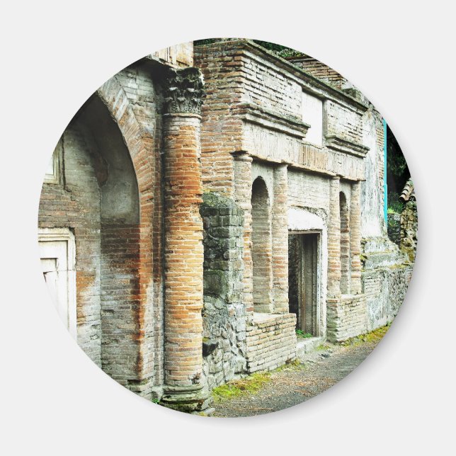 Pompeeiis ruins - marknadsplats med tempel magnet (Framsidan)