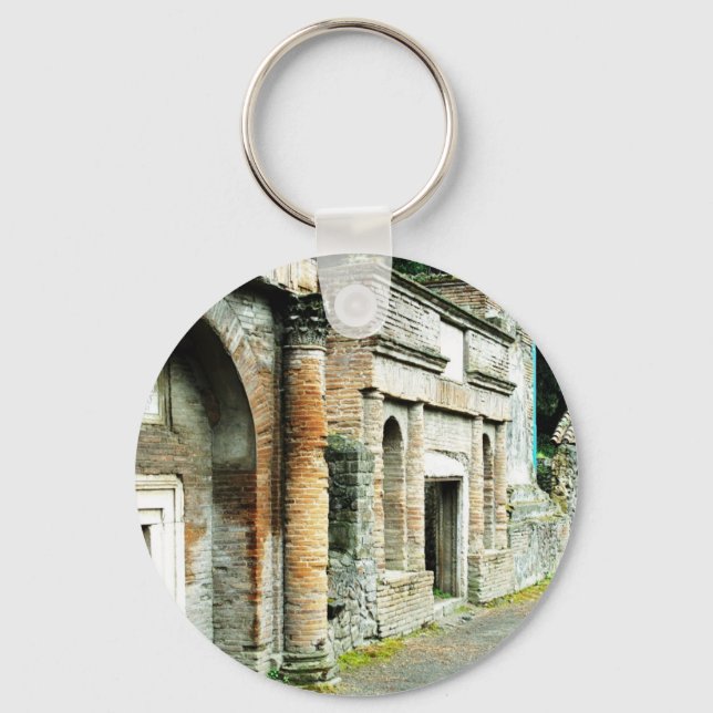 Pompeeiis ruins - marknadsplats med tempel nyckelring (Framsida)