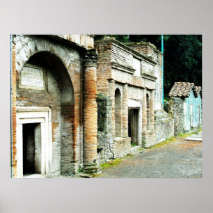 Pompeeiis ruins - marknadsplats med tempel poster