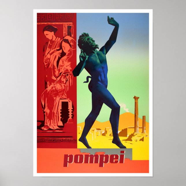 Pompei Italien vintage resor Poster (Framsidan)