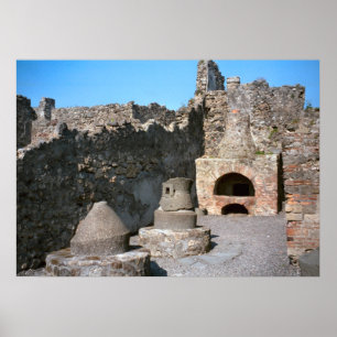 Pompeii bageri, med mal stenar och ugnen poster