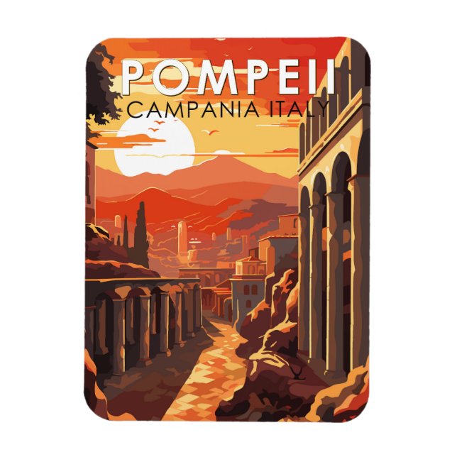 Pompeii Campania Italien Travel Art Vintage Magnet (Vertikal)