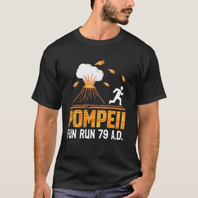 Pompeii Roligt Springa 79 A.D. Ancient Rom Mount V T Shirt (Framsida)